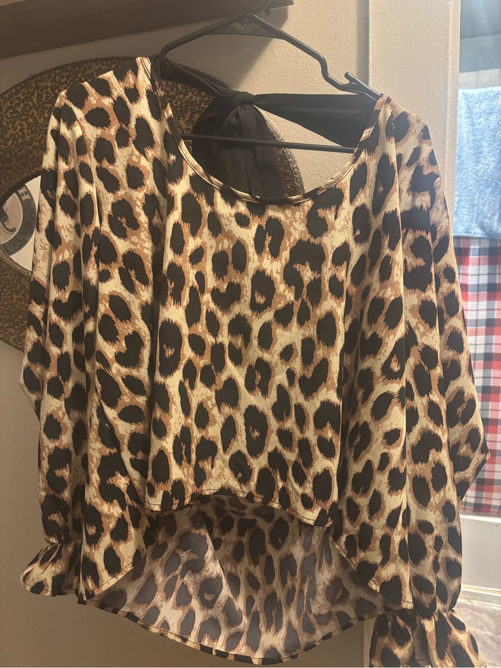 SHEIN Leopard Print High-Low Blouse in Brown and Black